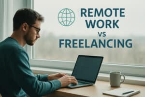 Freelancer working remotely in quiet space